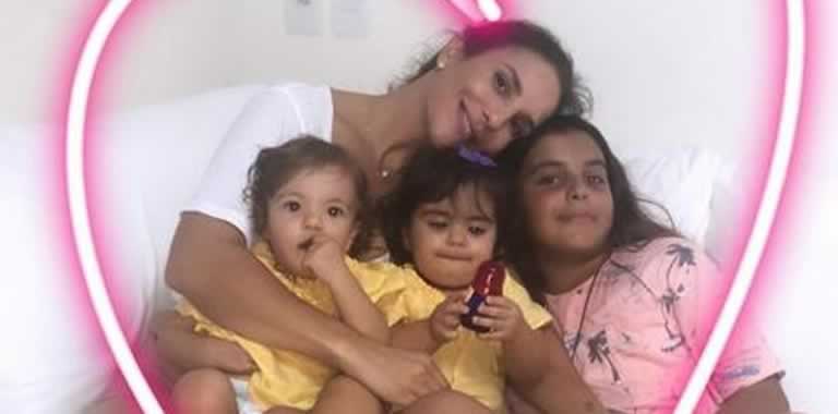 Ivete Sangalo com Marcelinho e as gêmeas Marina e Helena