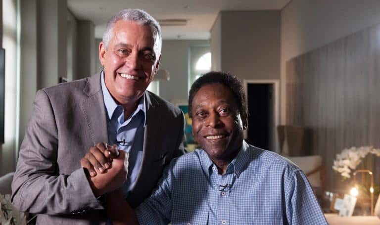 Mauro Naves entrevista Pelé para a edição especial de 45 anos do ‘Esporte Espetacular', em 2018