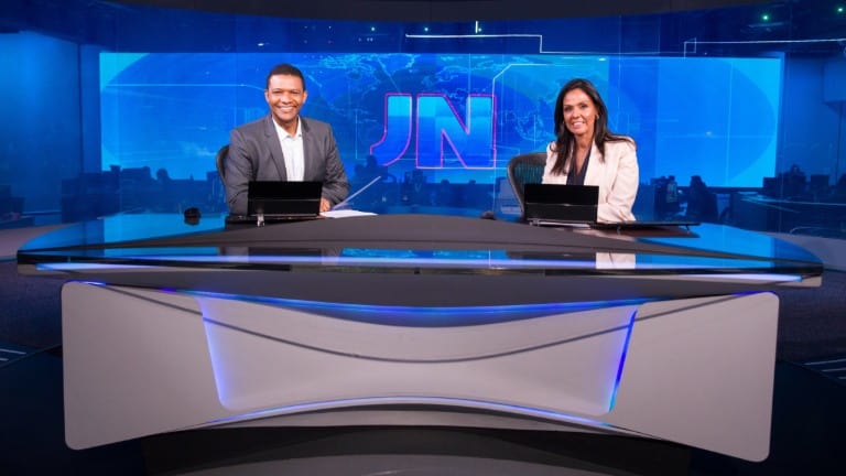 Márcio Bonfim e Cristina Ranzolin na bancada do JN