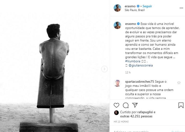 Após festa polêmica na quarentena, marido de musa fitness faz primeiro post: 'Vida que segue'