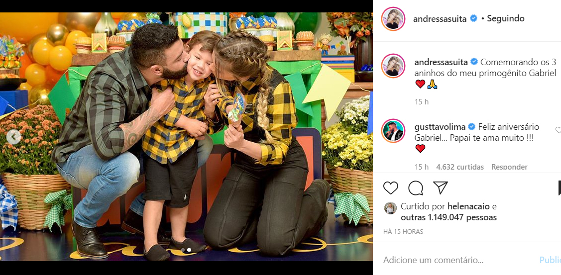 Gusttavo Lima e Andressa Suita mostram a festa de aniversário do filho