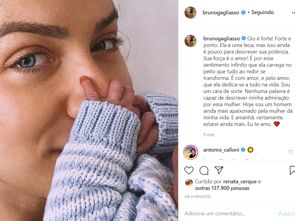 Bruno Gagliasso mostra nova foto de Giovanna Ewbank