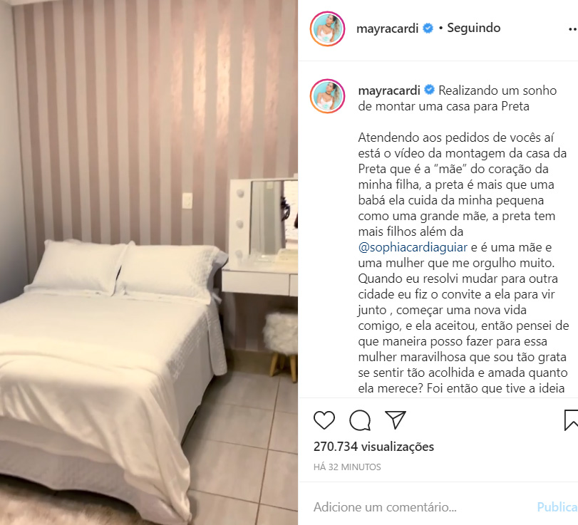 Mayra Cardi mostra a casa da babá de sua filha