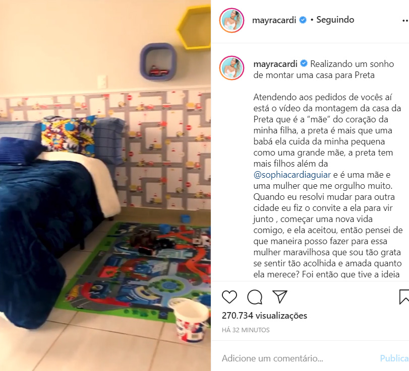 Mayra Cardi mostra a casa da babá de sua filha