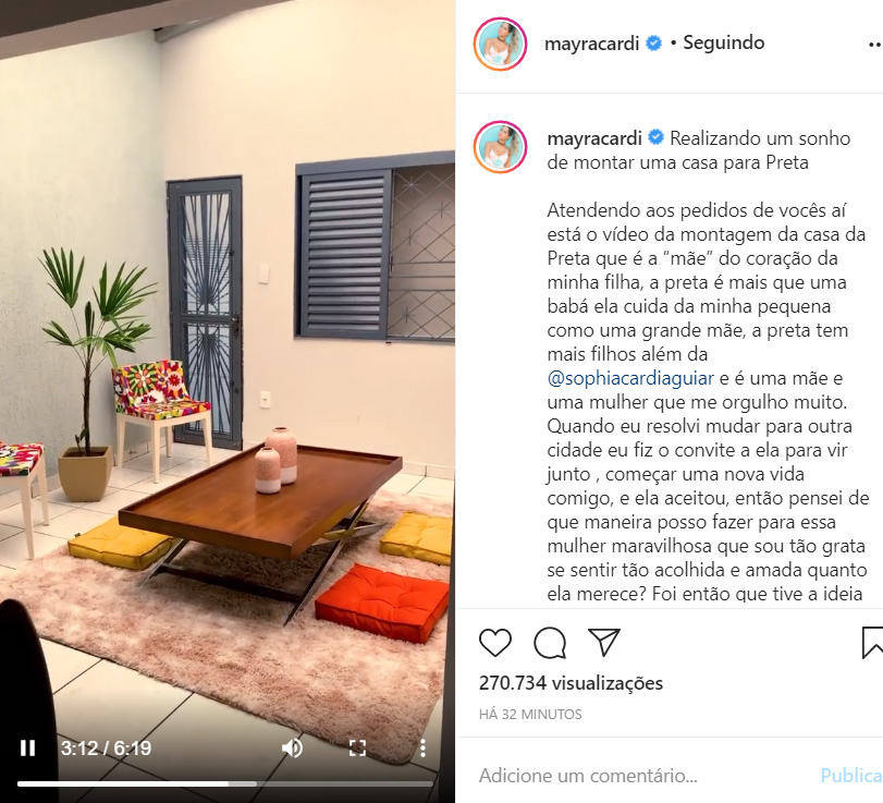 Mayra Cardi mostra a casa da babá de sua filha