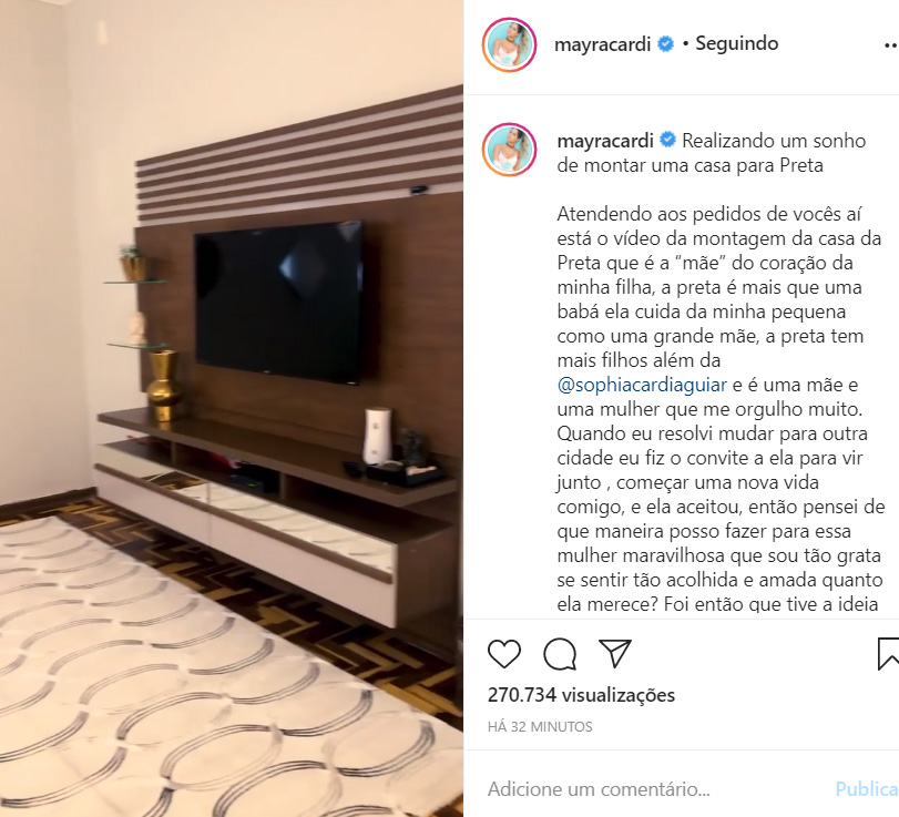 Mayra Cardi mostra a casa da babá de sua filha