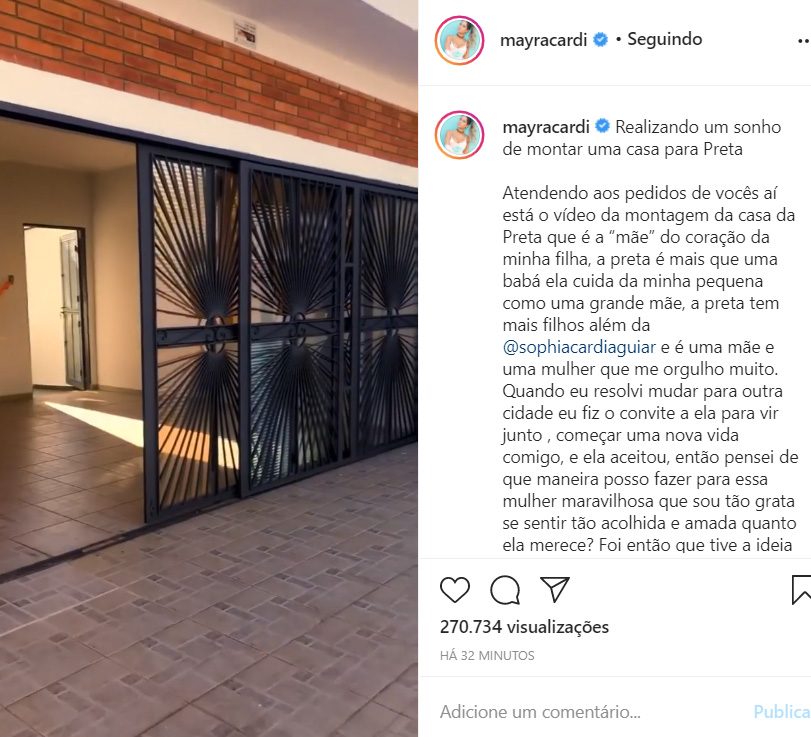 Mayra Cardi mostra a casa da babá de sua filha