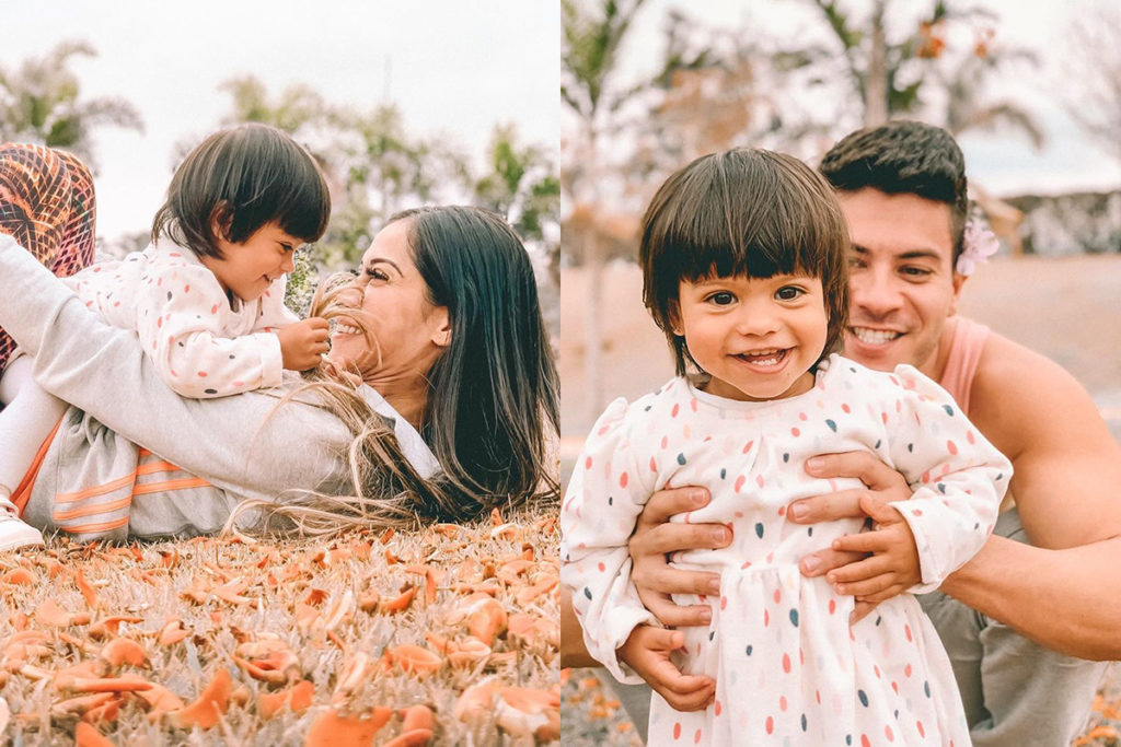 Mayra Cardi e Arthur Aguiar com a filha, Sophia