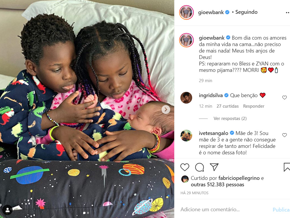 Bless, Titi e Zyan, filhos de Giovanna Ewbank e Bruno Gagliasso