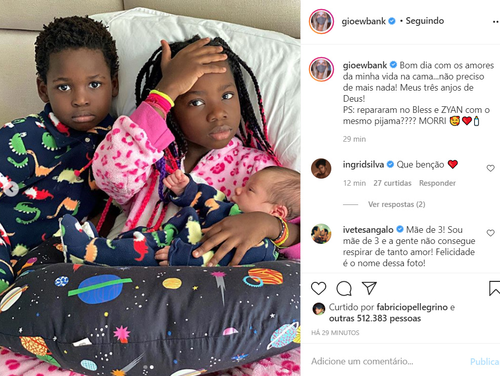 Bless, Titi e Zyan, filhos de Giovanna Ewbank e Bruno Gagliasso