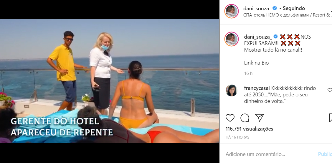 Dani Souza é expulsa de piscina de hotel