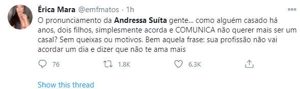 Fãs apoiam Andressa Suita