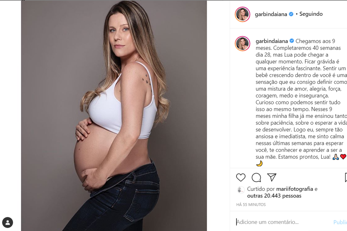 Daiana Garbin exibe o barrigão de grávida