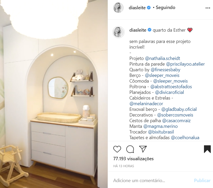 Quarto da filha de Carol Dias e Kaká