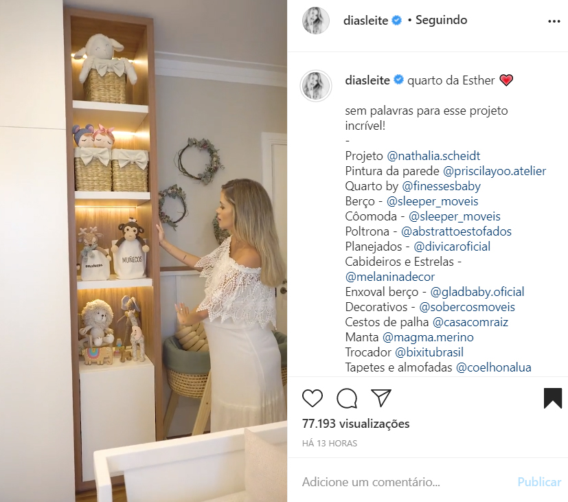 Quarto da filha de Carol Dias e Kaká