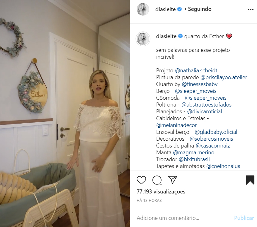 Quarto da filha de Carol Dias e Kaká