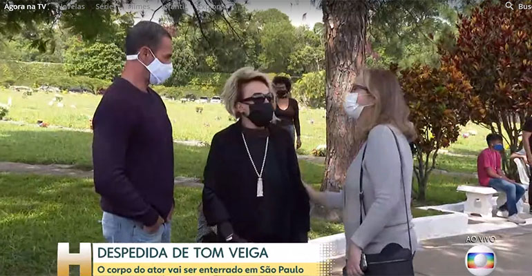 Ana Maria Braga no velório de Tom Veiga