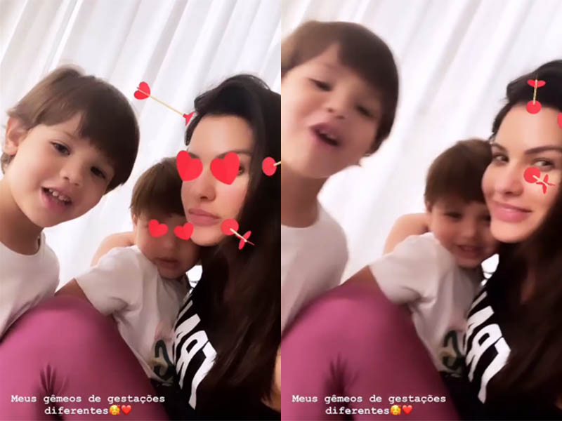 Andressa Suita e os filhos