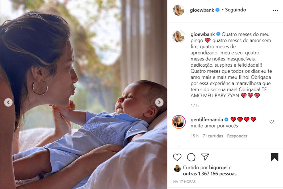Giovanna Ewbank e Bruno Gagliasso surgem com Zyan