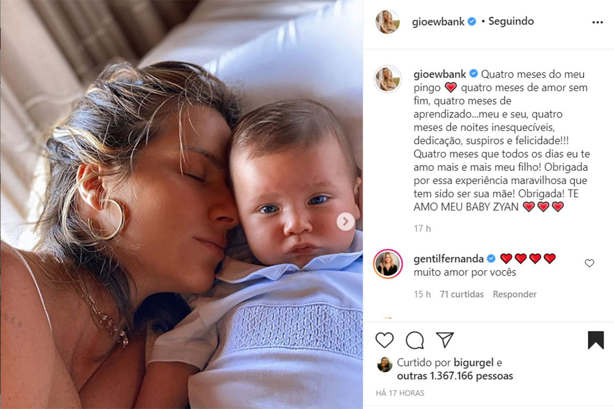 Giovanna Ewbank e Bruno Gagliasso surgem com Zyan