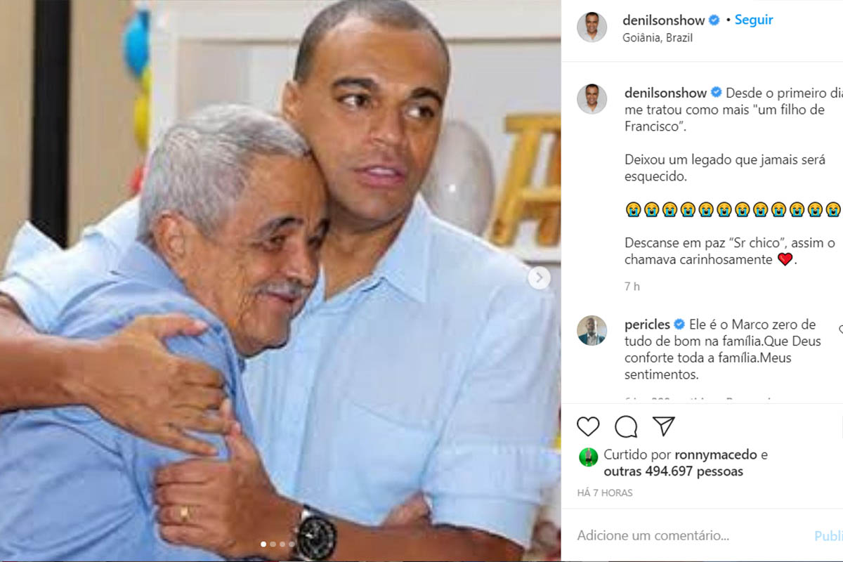 Denílson faz homenagem para o sogro, Francisco