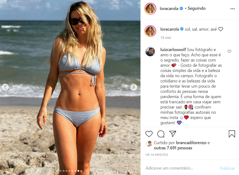 Carolina Dieckmann mostra fotos na praia