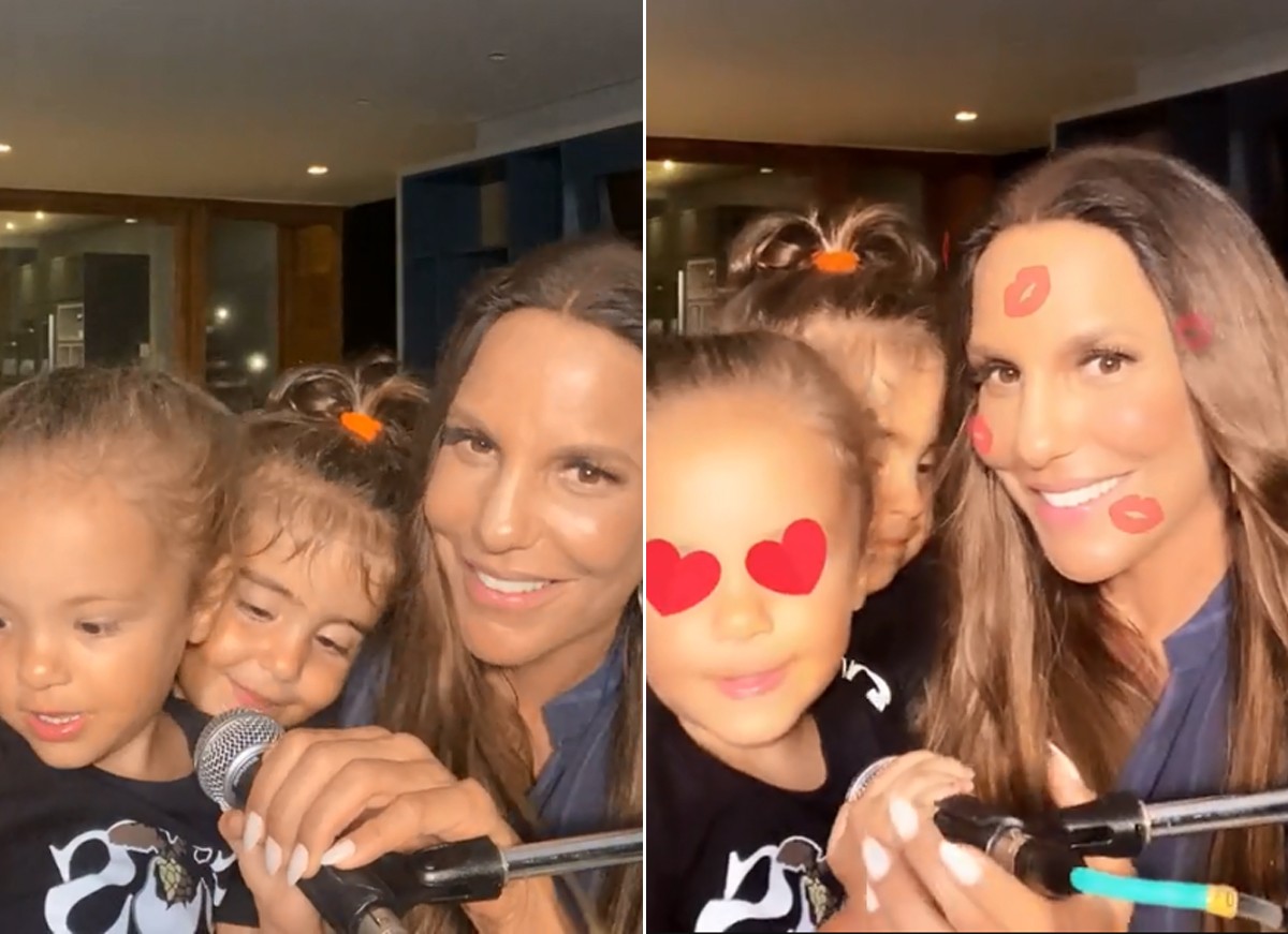 Ivete Sangalo e as filhas gêmeas, Marina e Helena