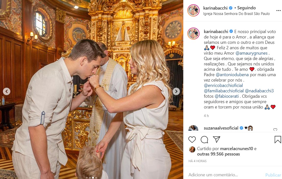 Karina Bacchi renova os votos de casamento