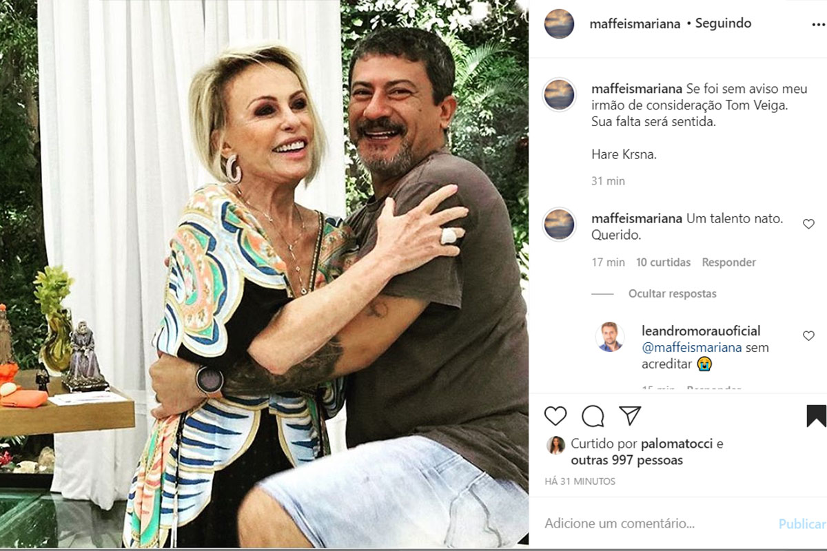 Filha de Ana Maria Braga fala de Tom Veiga