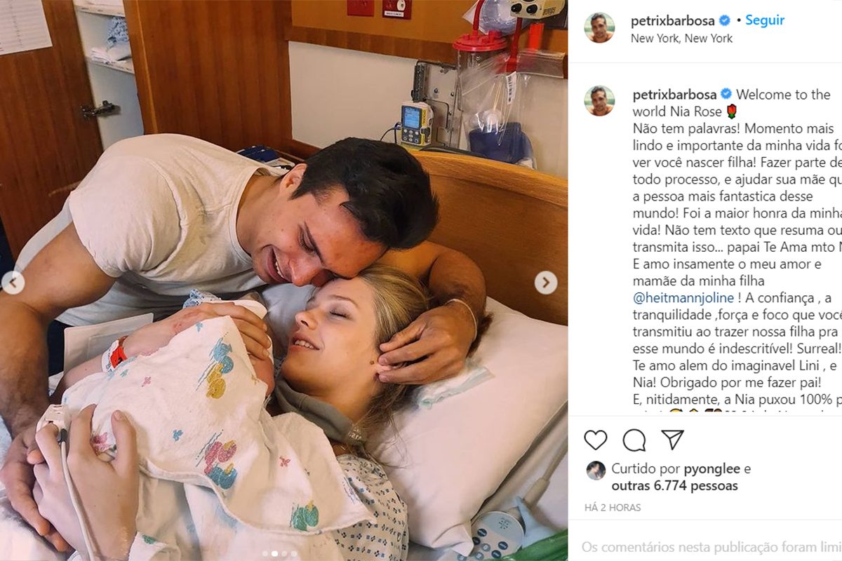 Petrix Barbosa celebra o nascimento da filha