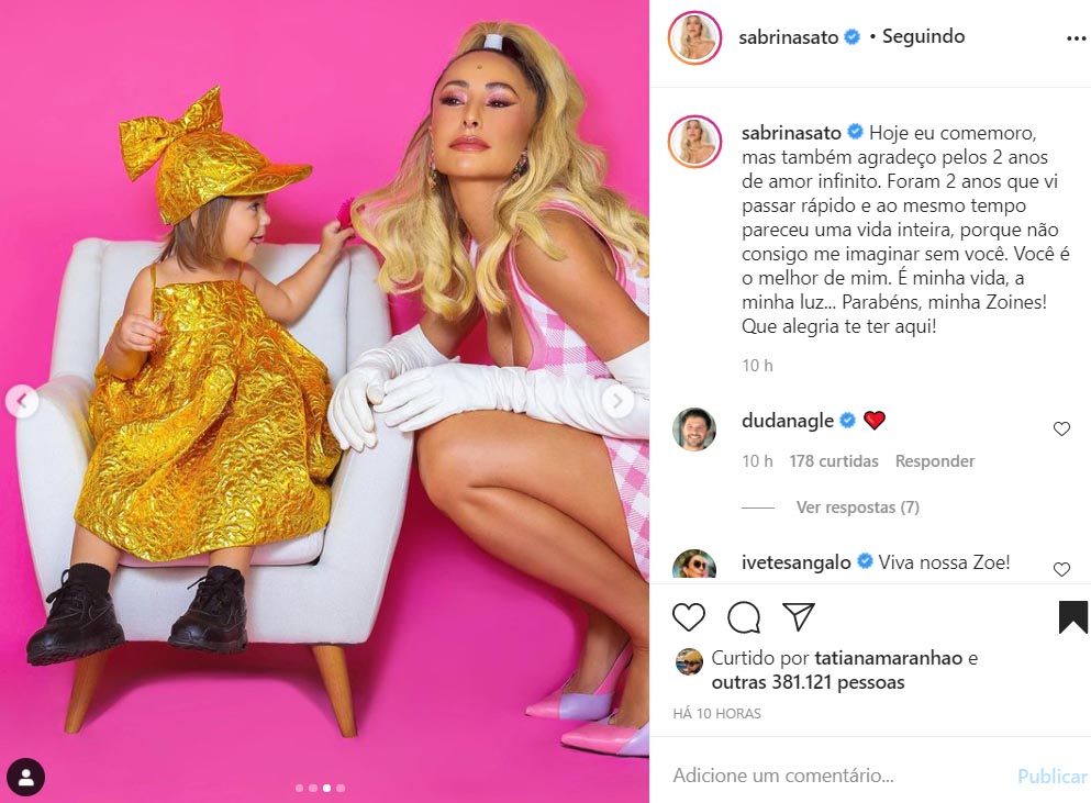 Sabrina Sato mostra fotos com Zoe