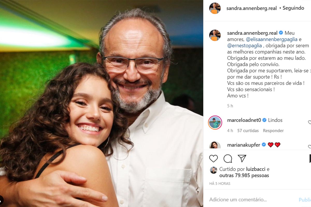 Sandra Annenberg mostra foto do marido e da filha