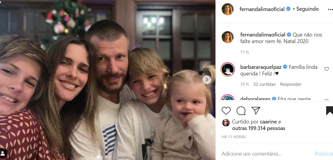 Fernanda Lima com sua família