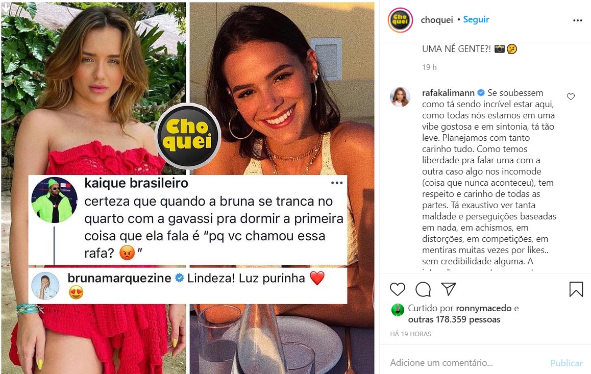 Rafa Kalimann desmente rumores com Bruna Marquezine