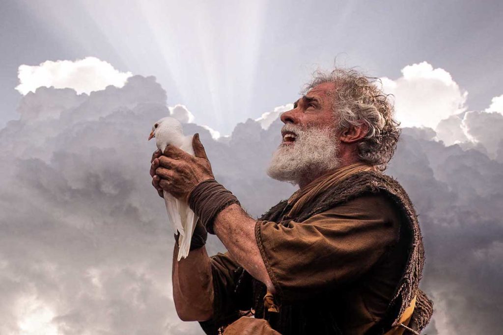 Noé solta a pomba em cena da novela Gênesis, da Record
