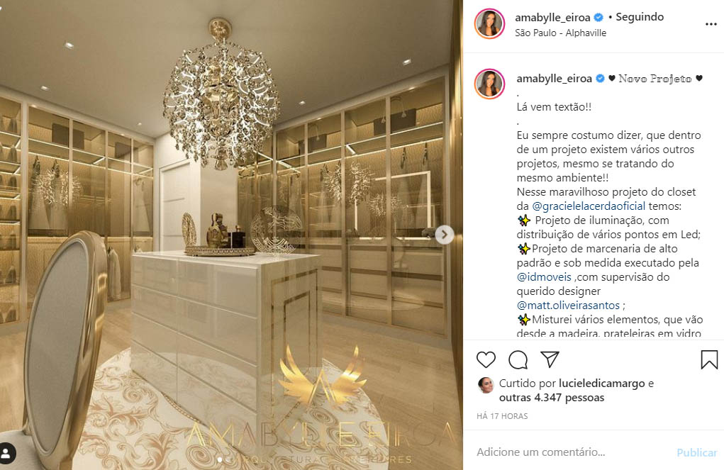 Closet de Graciele Lacerda no novo triplex