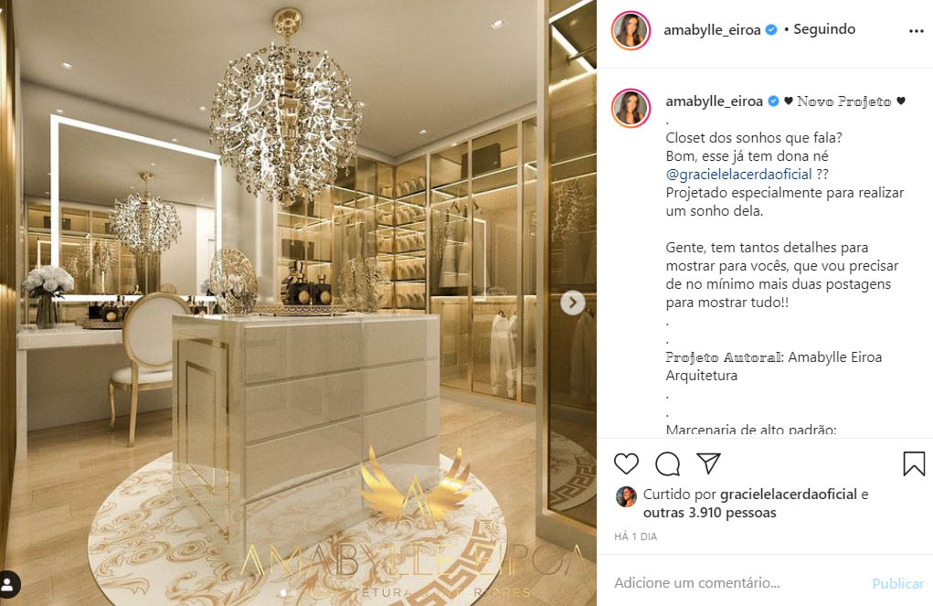 Closet de Graciele Lacerda no novo triplex