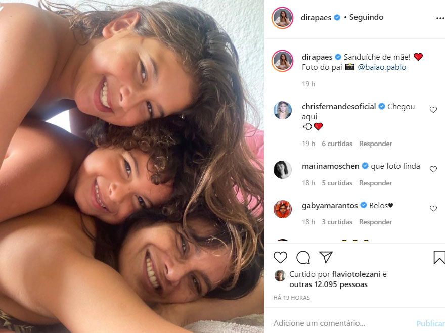 Dira Paes com os filhos