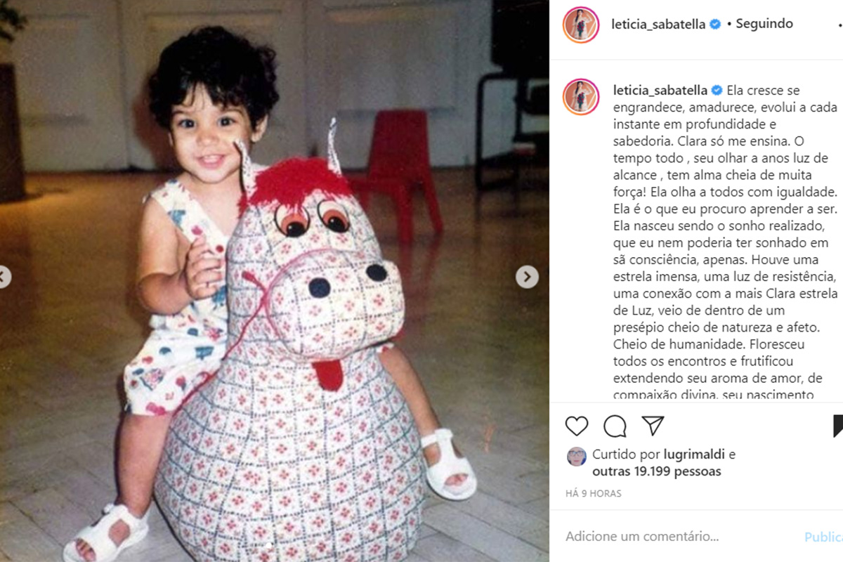 Leticia Sabatella faz homenagem para a filha, Clara, fruto da relação com Ângelo Antônio