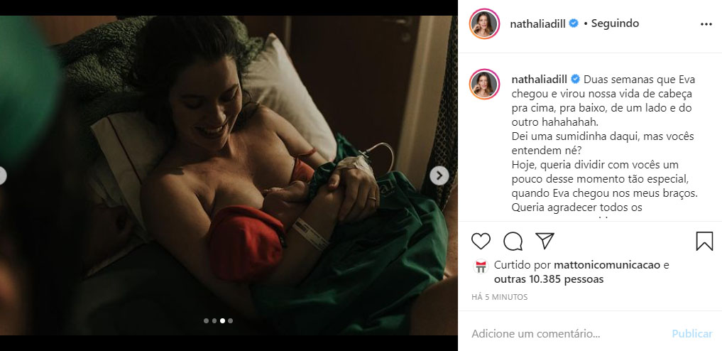 Nathalia Dill mostra fotos do dia do nascimento da filha, Eva