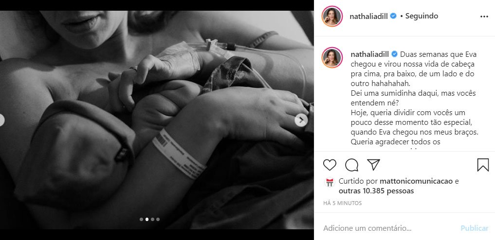Nathalia Dill mostra fotos do dia do nascimento da filha, Eva
