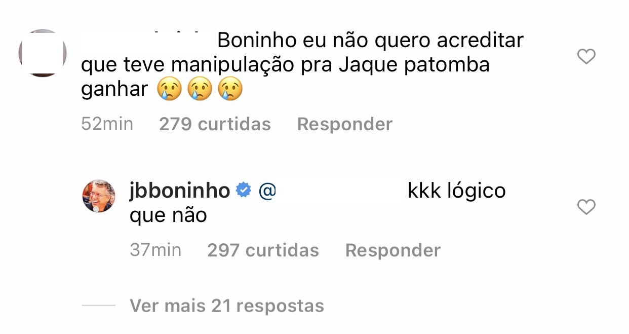 Boninho responde fãs