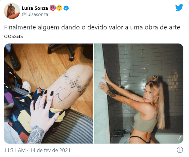 Vitão tatua o bumbum de Luisa Sonza