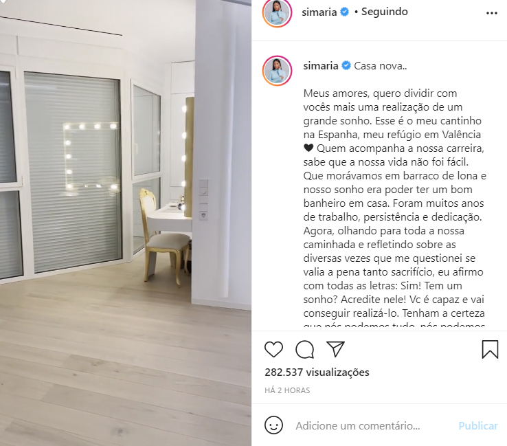 Simaria compra apartamento na Espanha