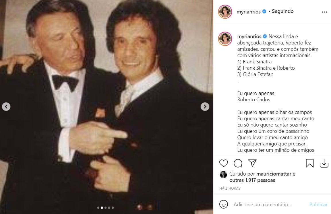 Myrian Rios homenageia Roberto Carlos - Reprodução - Instagram
