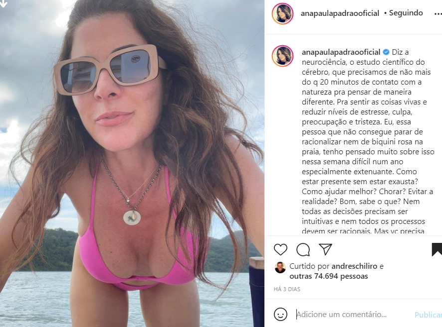 Ana Paula Padrão mostra foto de biquíni - Crédito: Reprodução / Instagram