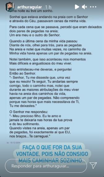 Arthur Aguiar desabafa sobre término com Mayra Cardi