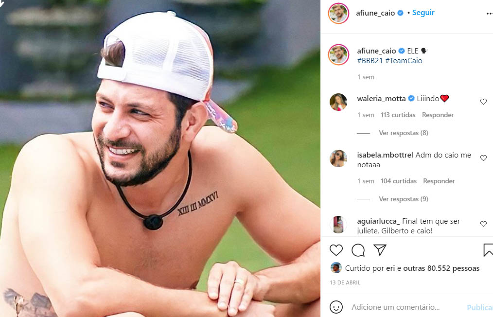 Foto de Caio nos seus últimos dias do BBB21 - Crédito: Reprodução / Instagram