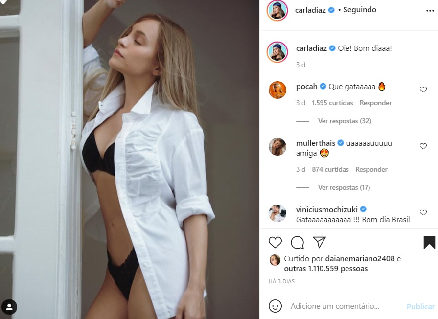 Carla Diaz aparece de lingerie nas redes sociais