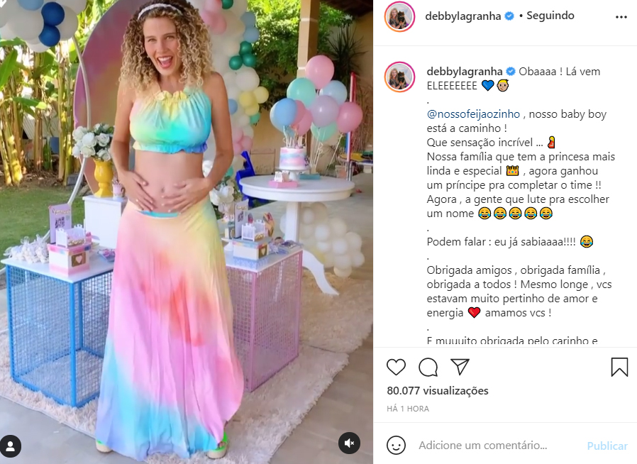 Debby Lagranha revela o sexo do segundo filho - Crédito: Reprodução / Instagram